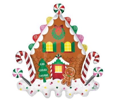 Gingerbread House Foil Balloon 30in