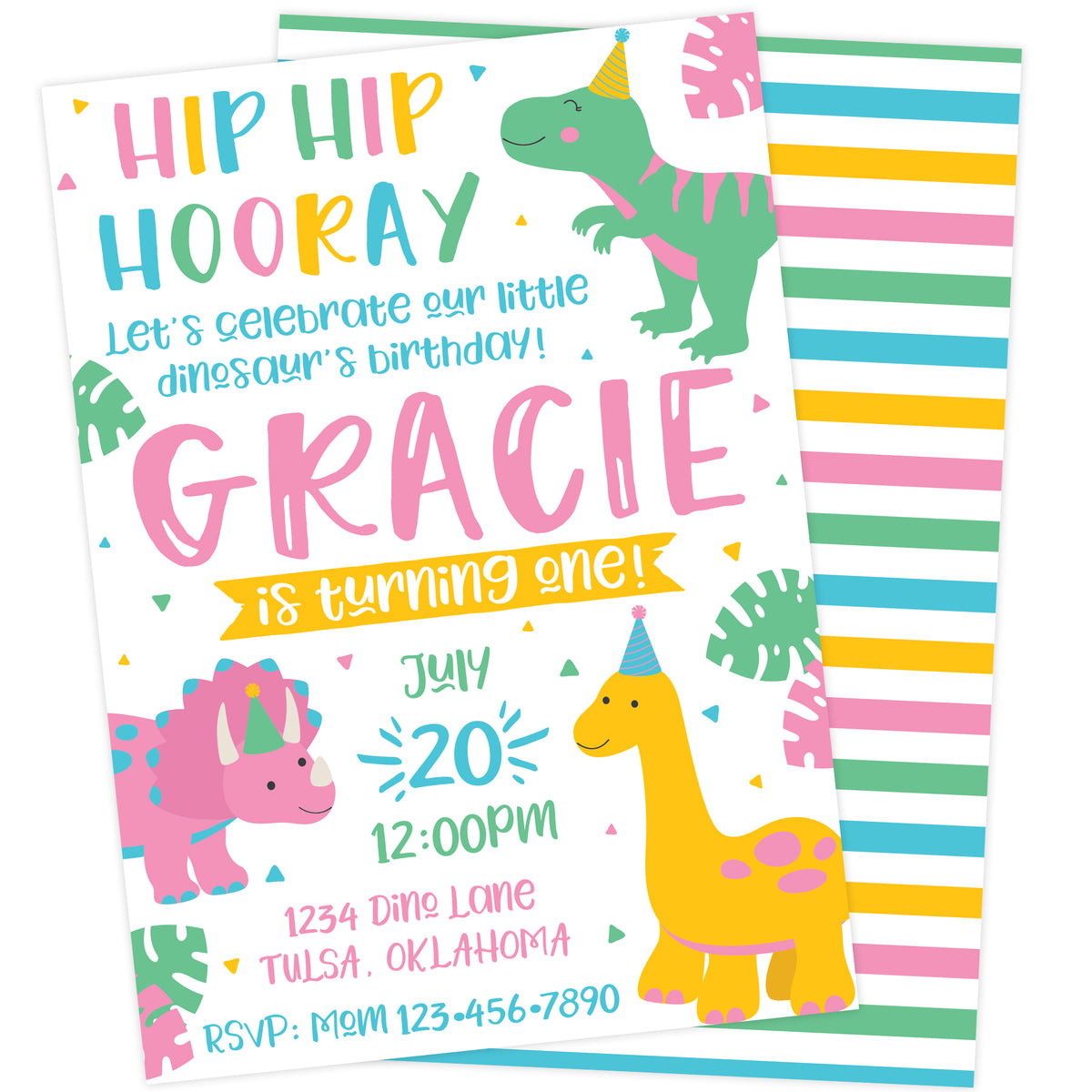Girl Dinosaur Birthday Party Invitation | The Party Darling