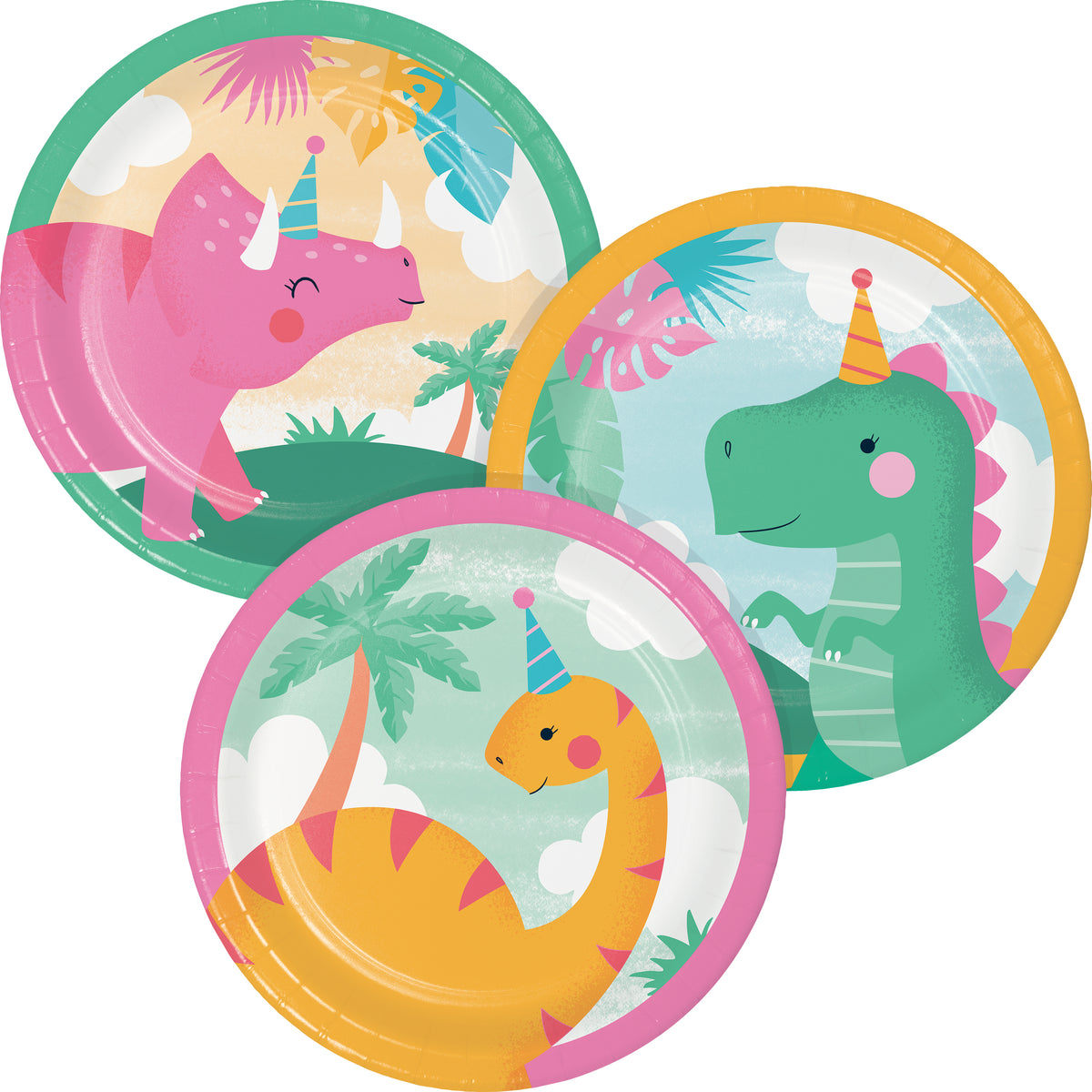 Girl Dinosaur Party Dessert Plates 8ct | The Party Darling