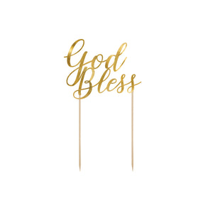 Metallic Gold God Bless Cake Topper | The Party Darling