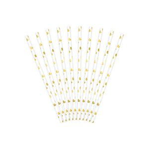 Gold Metallic Heart Paper Straws 10ct - The Party Darling