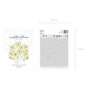 Gold Star Confetti Balloons 6ct Packaged