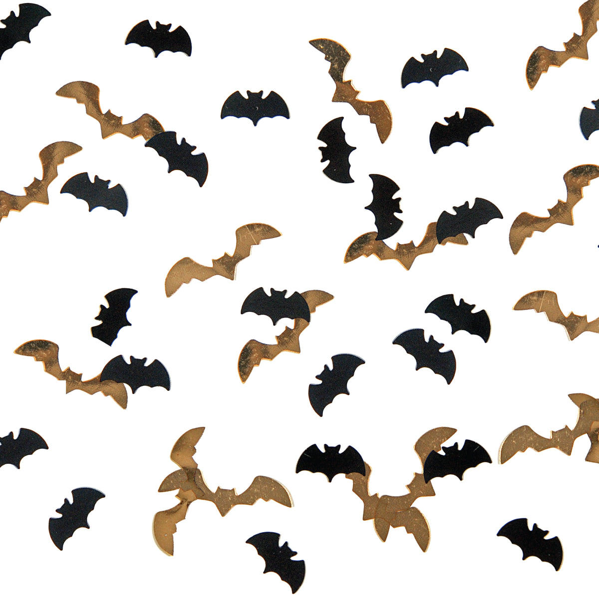 Halloween black and gold bat confetti