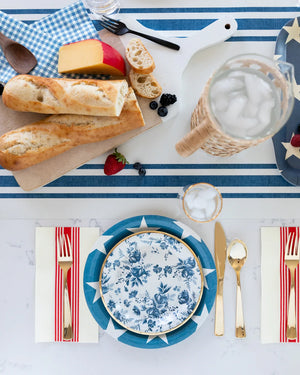 Blue & Cream Striped Paper Table Runner - The Party Darling