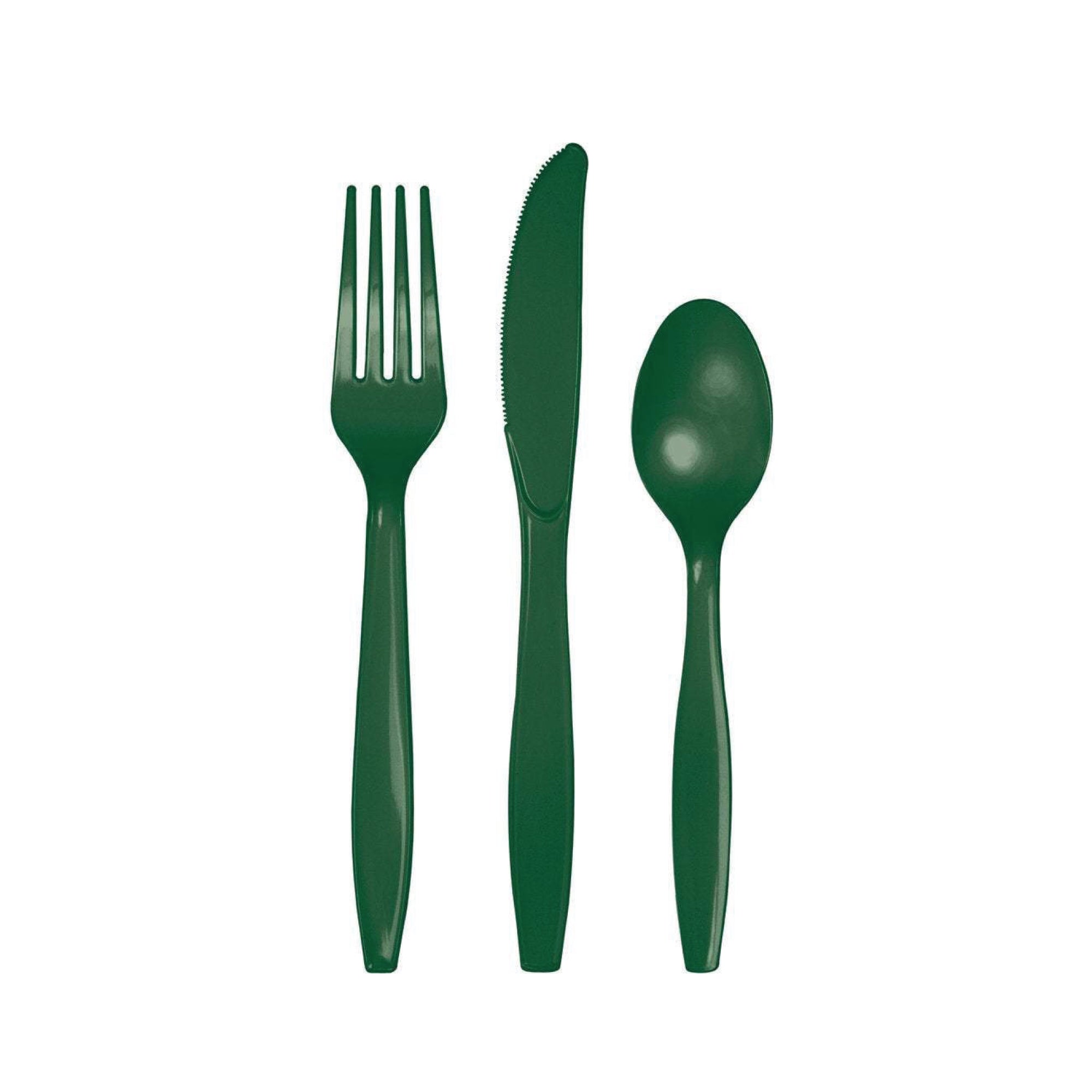 Hunter Green Premium Plastic Cutlery Service for 8 | The Party Darling