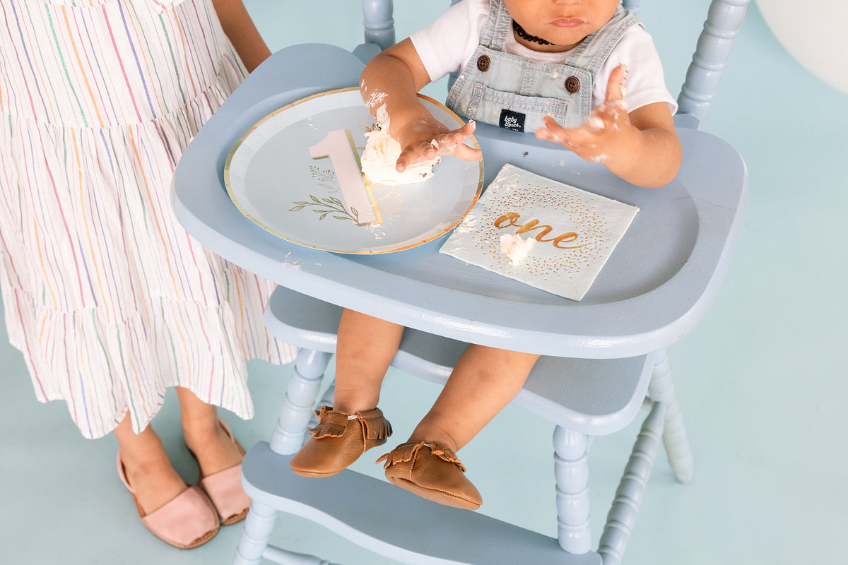 Blue & Gold 1st Birthday Lunch Plates 8ct - The Party Darling
