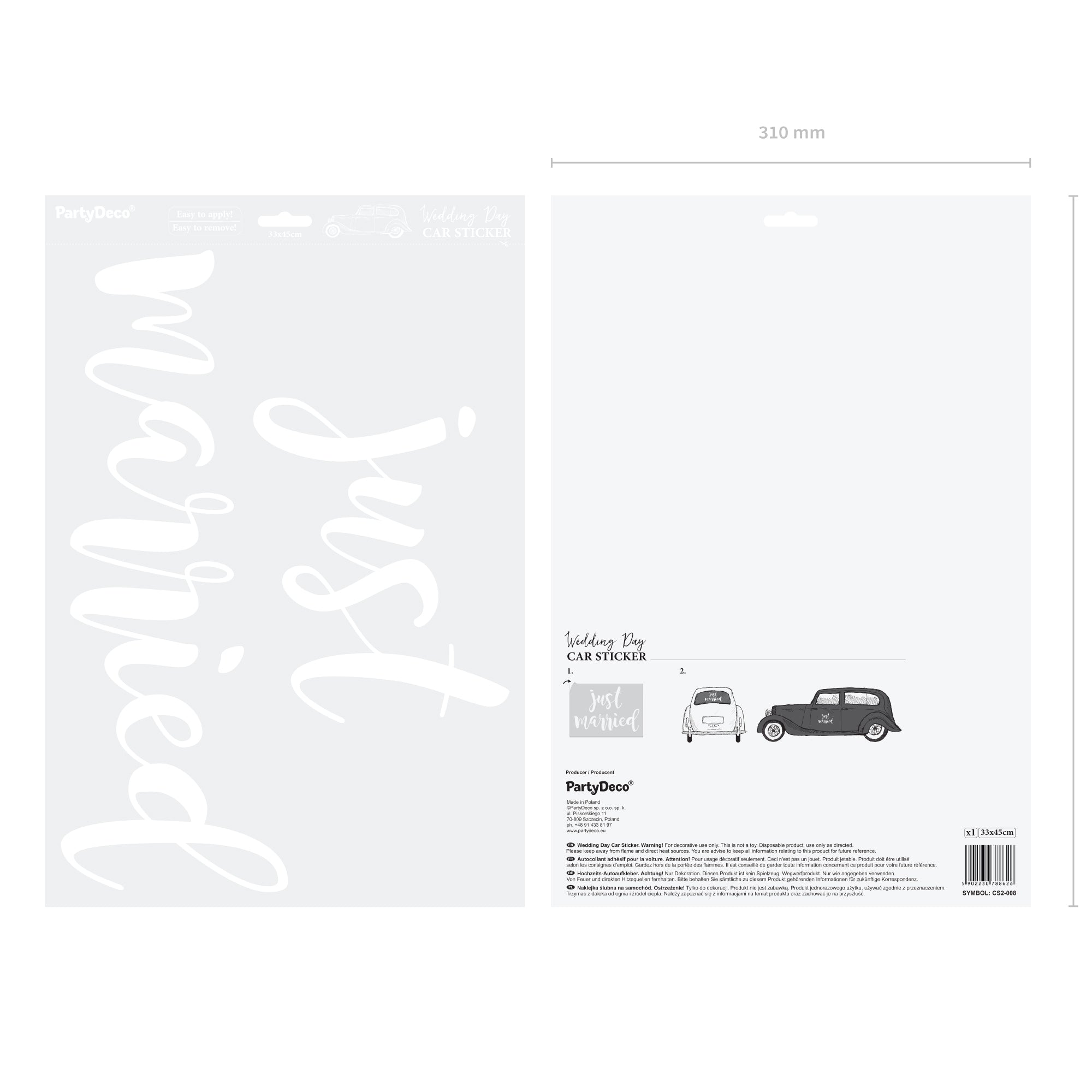 Just Married Car Sticker Packaged