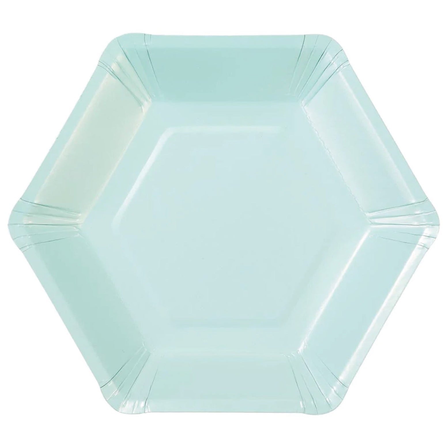Large Hexagonal Pastel Paper Plates Blue