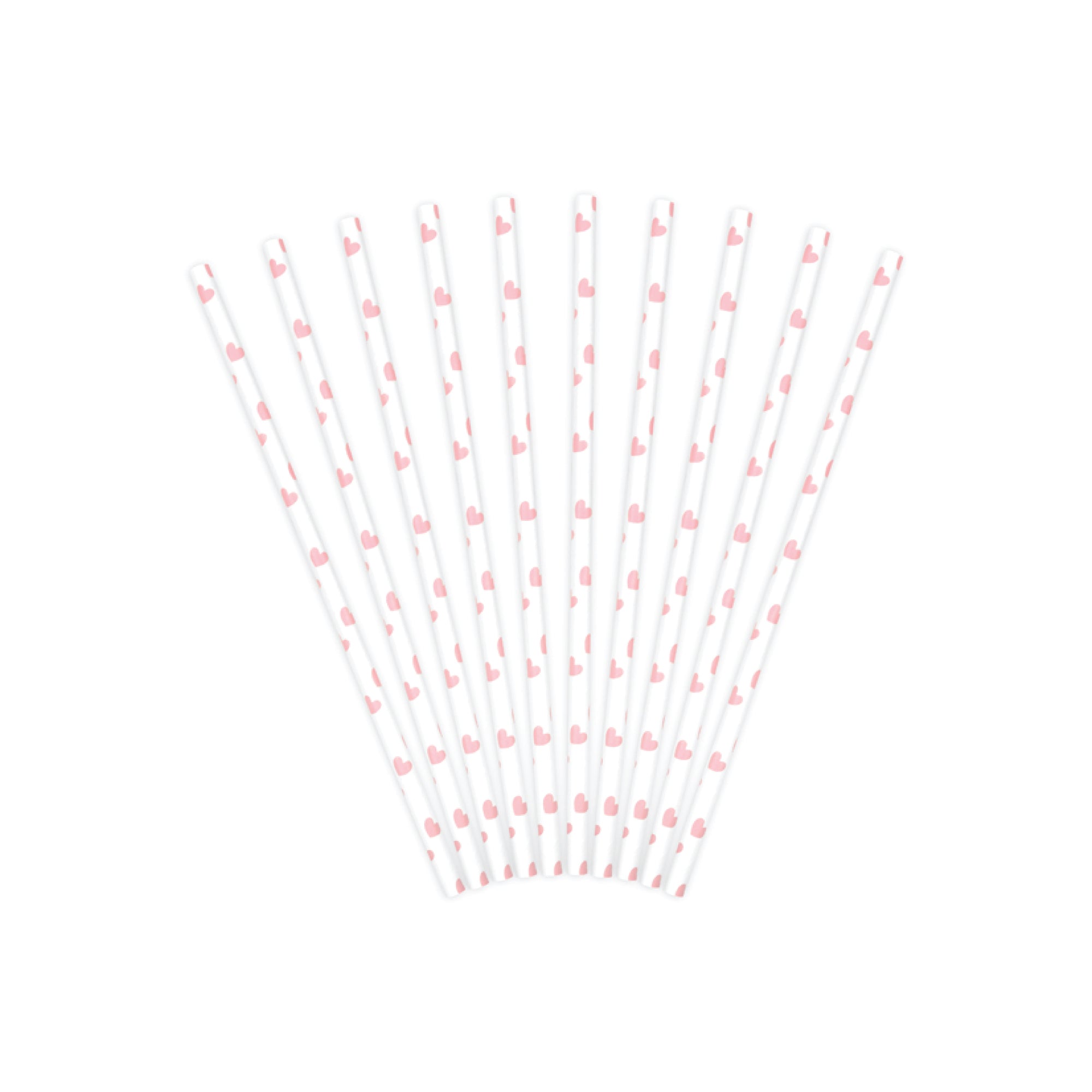 Light Pink Heart Paper Straws 10ct | The Party Darling