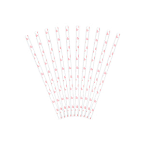 Light Pink Heart Paper Straws 10ct | The Party Darling