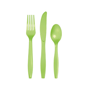 Lime Green Plastic Cutlery Service for 8 | The Party Darling