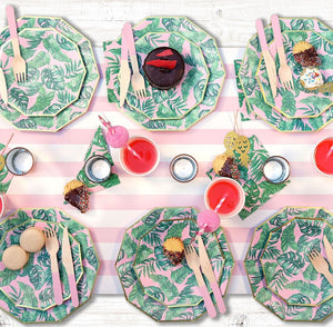 Pink Palm Leaf Dessert Plates 10ct - The Party Darling