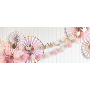 Magical Princess Crown & Pom Pom Garland 10ft Displayed