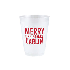 Merry Christmas Darlin Frosted Plastic Cups 8ct | The Party Darling