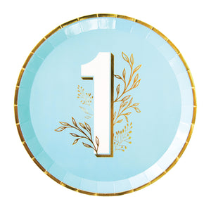 Blue & Gold 1st Birthday Lunch Plates 8ct | The Party Darling