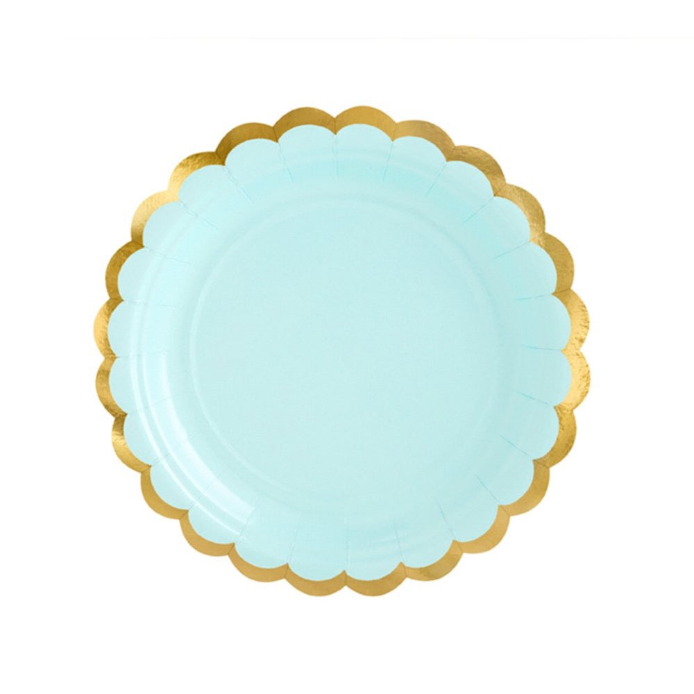 Mint Green Gold-Trimmed Scalloped Dessert Plates | The Party Darling