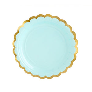 Mint Green Gold-Trimmed Scalloped Dessert Plates | The Party Darling