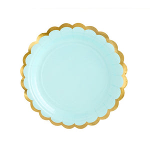 Mint Green Gold-Trimmed Scalloped Dessert Plates | The Party Darling