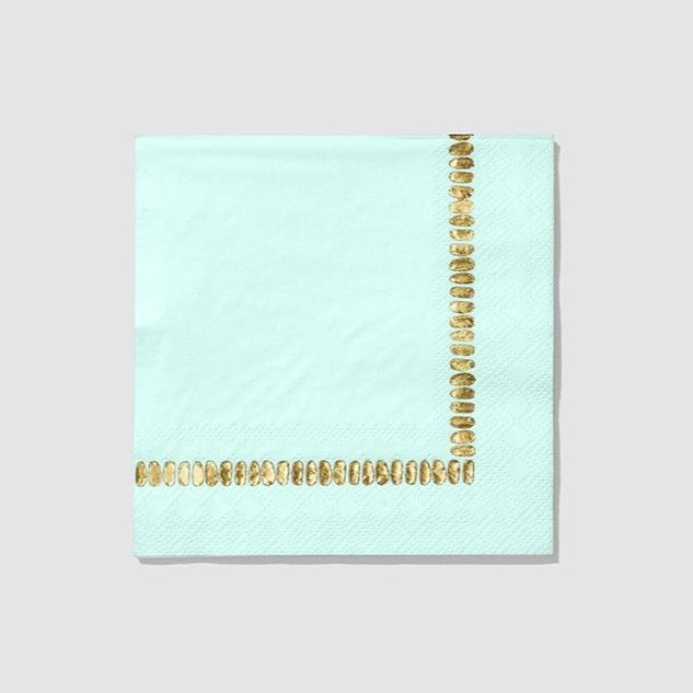 Mint Green & Gold Brushstroke Cocktail Napkins | The Party Darling