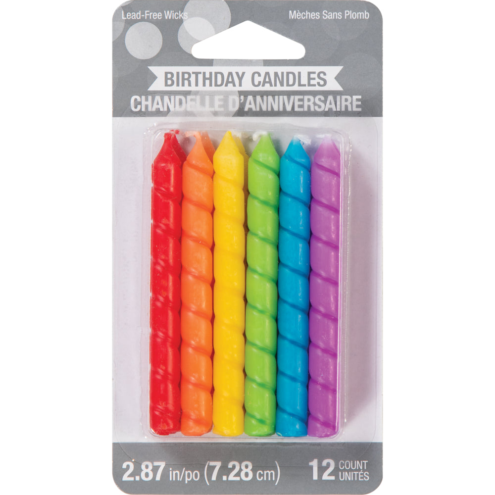 Multicolor Spiral Birthday Candles 12ct | The Party Darling