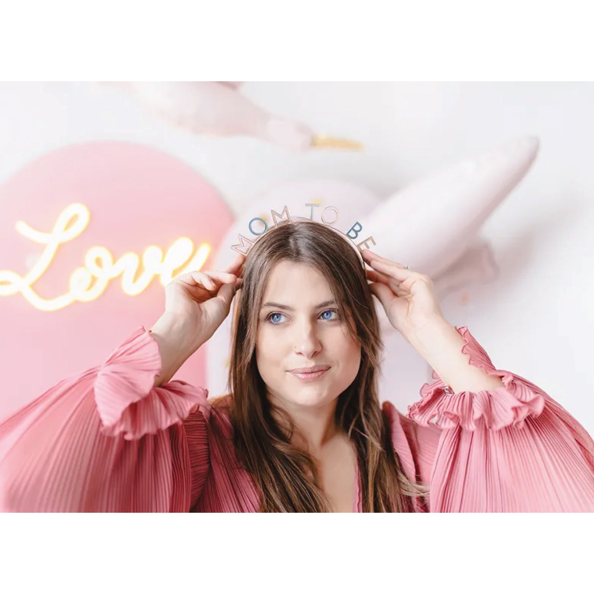 Muted Pastel Mom To Be Headband on Mom