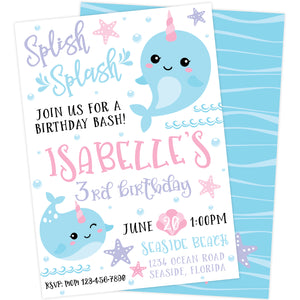 Narwhal Birthday Printable Invitation | The Party Darling