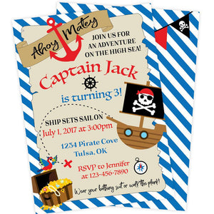 Blue Pirate Birthday Party Invitation | The Party Darling
