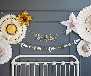 Gold Oh Baby Banner Set - The Party Darling