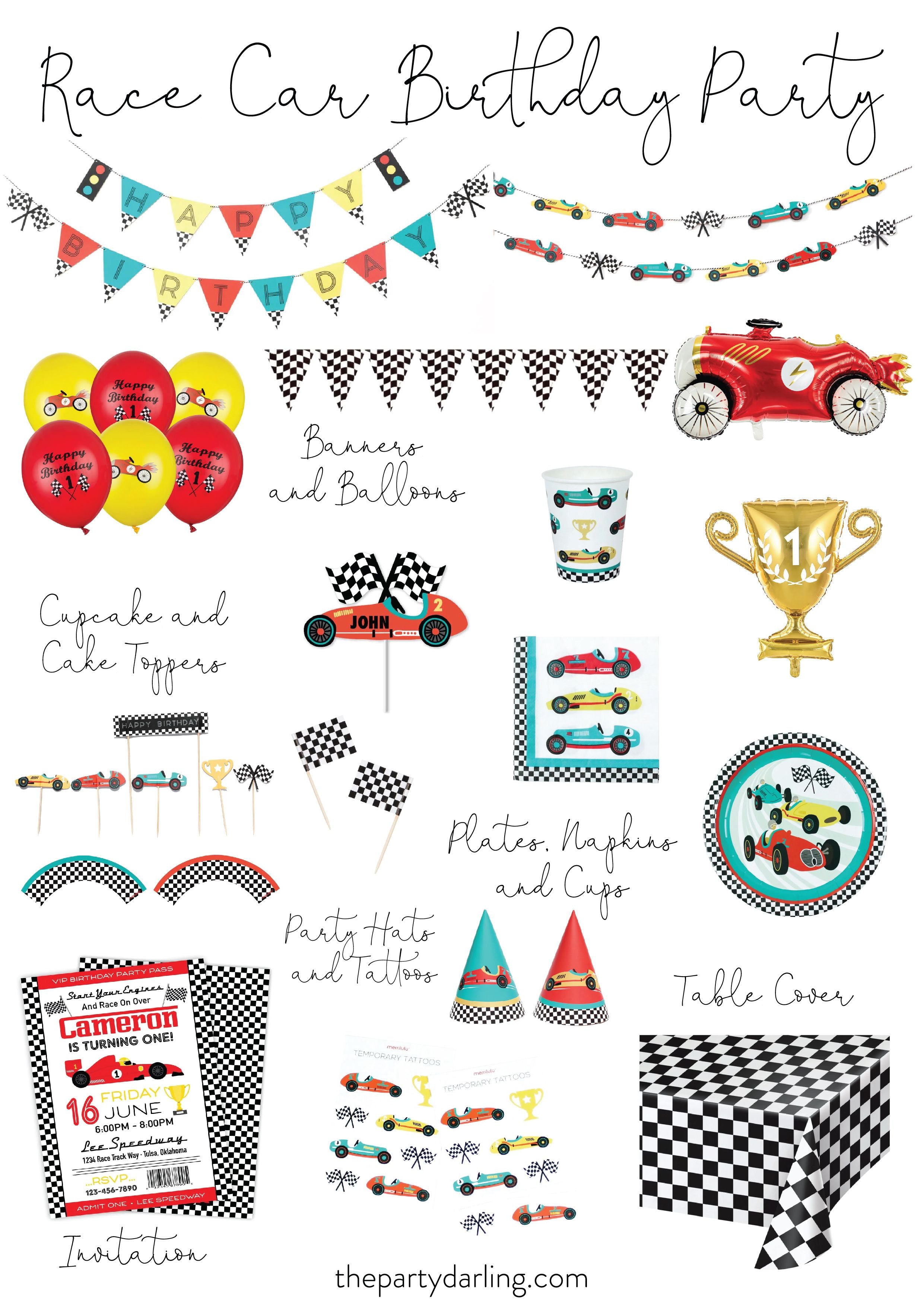 Fast Race Car 1st Birthday Balloons 6ct | The Party Darling