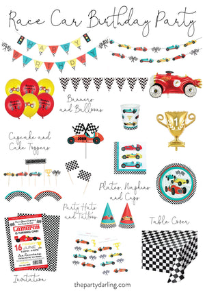 Vintage Race Car Cupcake Toppers & Wrappers | The Party Darling