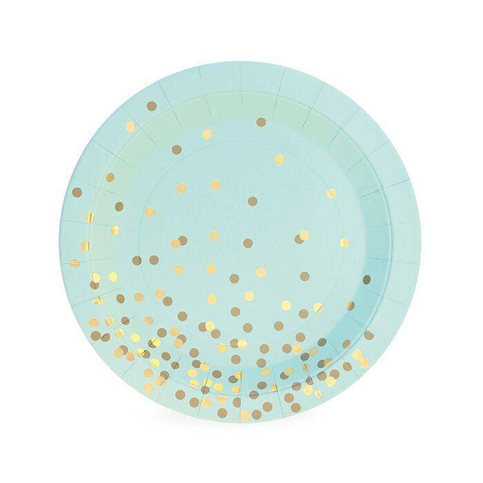 Mint Green with Gold Confetti Dessert Plates 12ct | The Party Darling