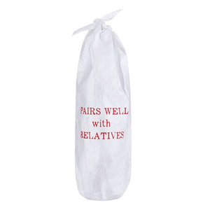 Pairs Well with Relatives Tyvek Wine Bottle Bag 1ct | The Party Darling