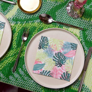 Pastel Tropical Palm Leaf Lunch Napkins 20ct - The Party Darling