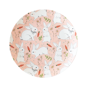 Peach Bunny Pattern Bamboo Plate