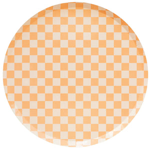 Peach & Cream Checkered Dinner Plates 8ct | The Party Darling