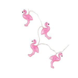Pink Flamingo LED String Lights 6ft Zoomed In