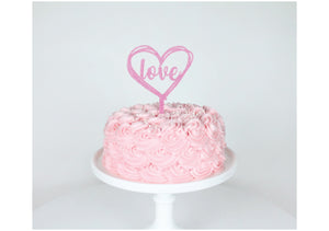 Pink Glitter Love Cake Topper Cake Display