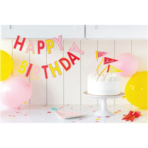 Pink "Happy Birthday" Banner Party Decor