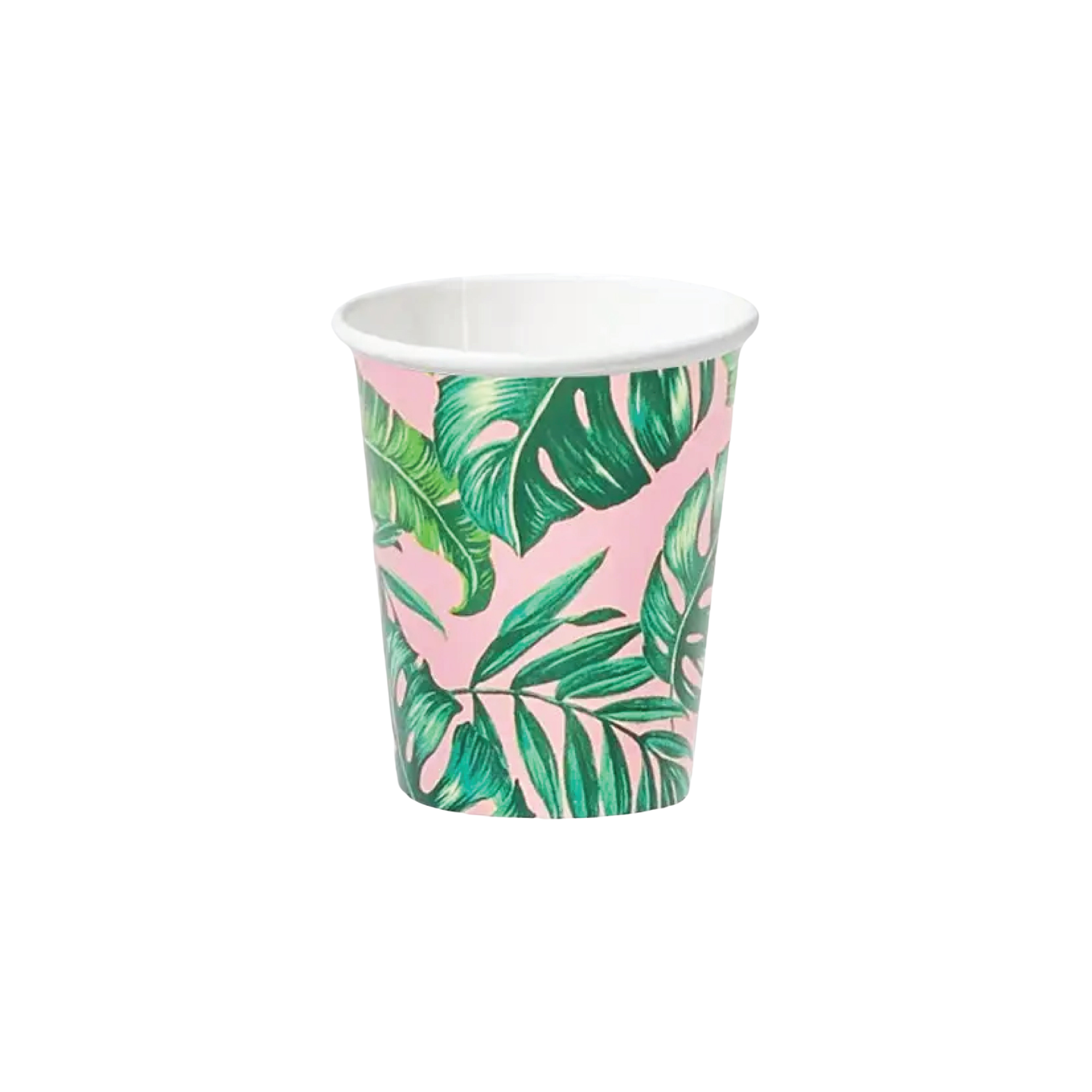 Pink Palm Leaf Paper Cups 10ct | The Party Darling