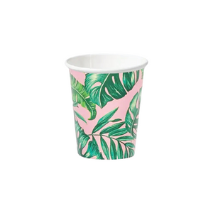 Pink Palm Leaf Paper Cups 10ct | The Party Darling