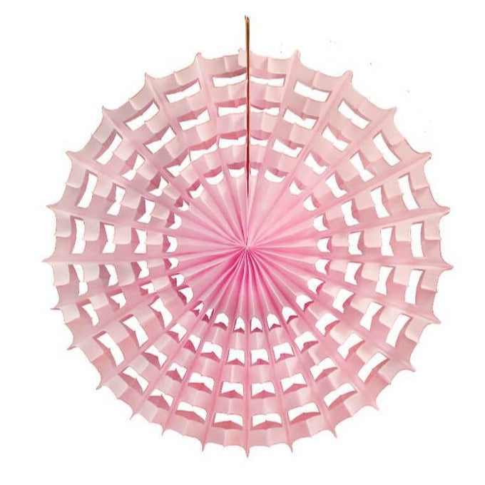 Pink Spiderweb Tissue Paper Fan Decoration 27in | The Party Darling