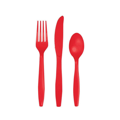 Red Premium Plastic Cutlery Set for 8