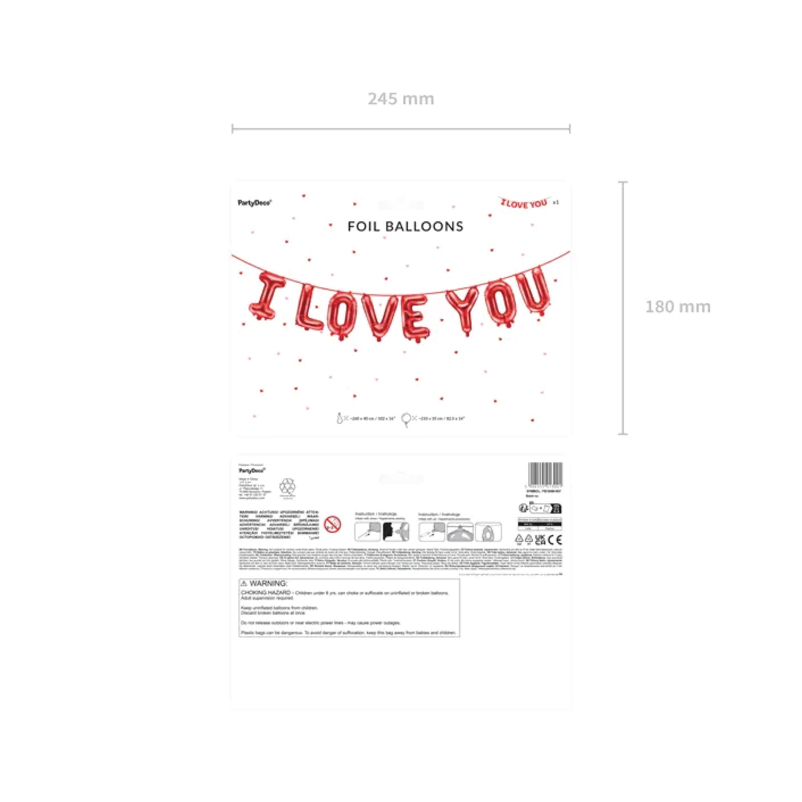 Air-Filled Red I Love You Letter Balloon Banner 7ft | The Party Darling