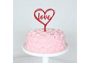 Red Love Cake Topper Cake Display
