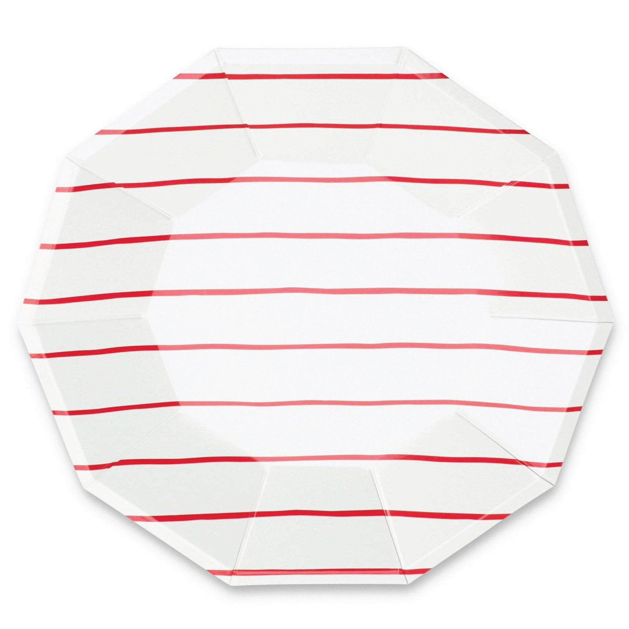 Frenchie Red Striped Lunch Plates 8ct | The Party Darling