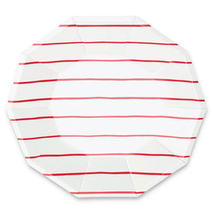 Frenchie Red Striped Lunch Plates 8ct | The Party Darling