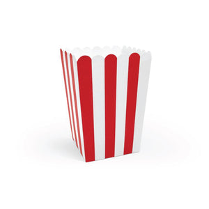 Red Striped Popcorn Boxes 6ct | The Party Darling
