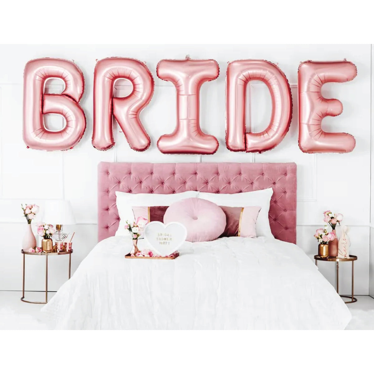 Rose Gold Bride Letter Balloon Kit Set Up