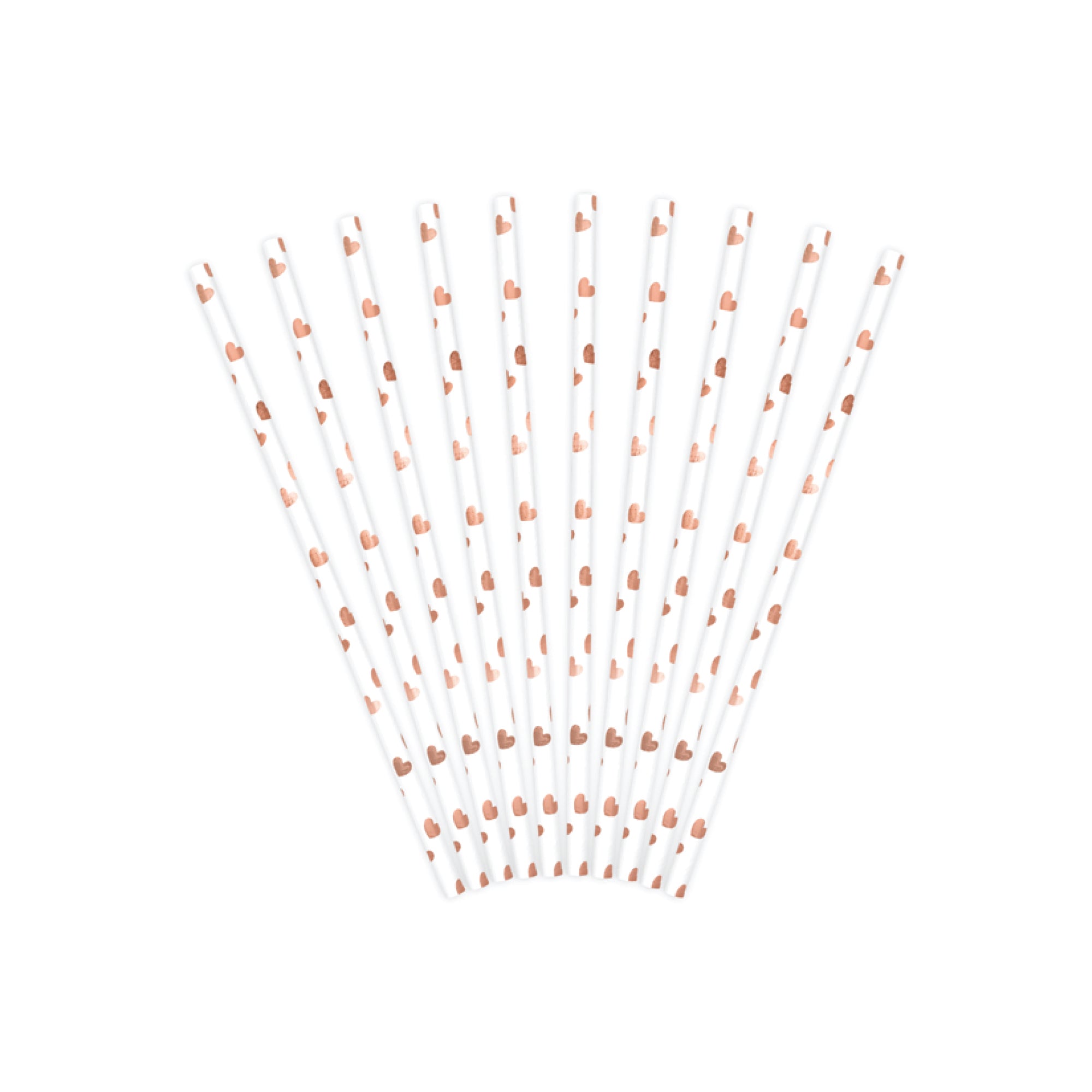 Rose Gold Metallic Heart Paper Straws 10ct - The Party Darling