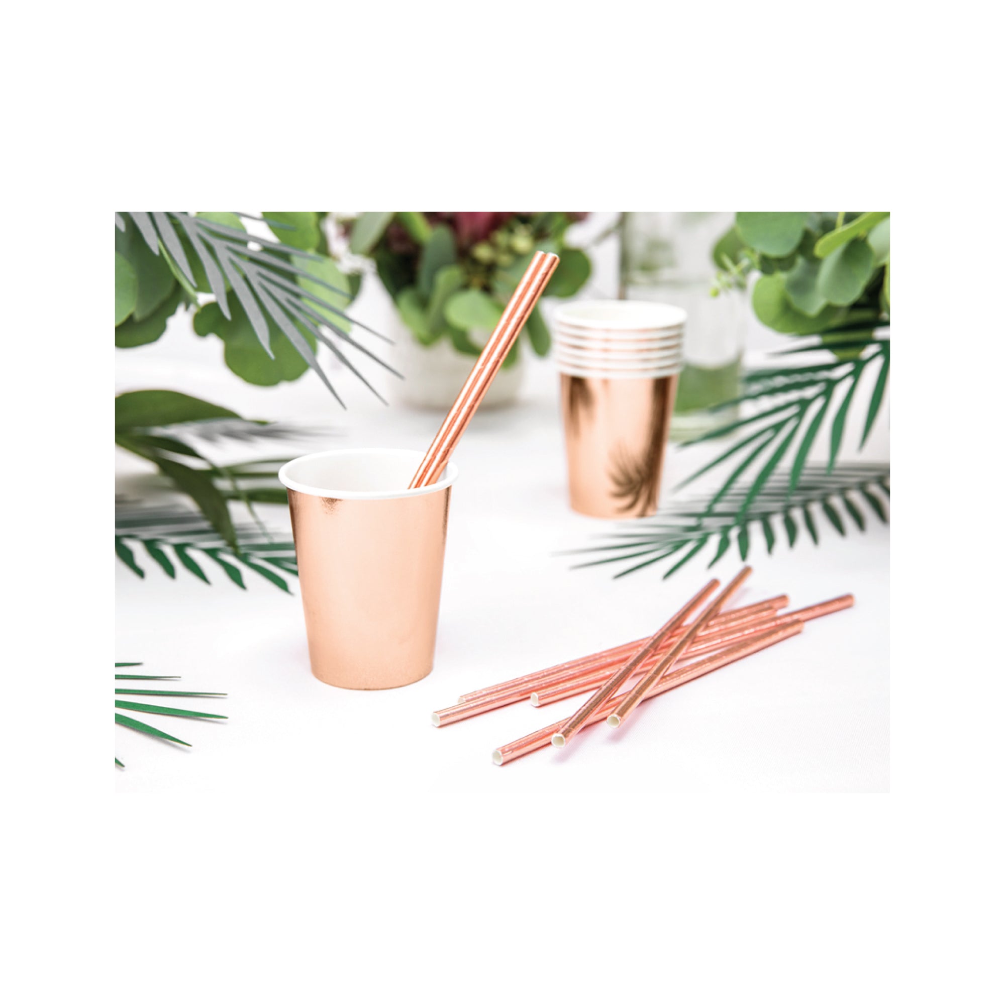 Rose Gold Paper Straws Tabletop